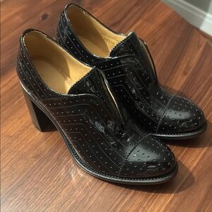 The Office of Angela Scott new chunky heel black patent leather 38